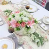 90 cm Artificial Flower Conference Table Flower Row Rose Lily Hydrangea Leaf Wedding Party Decor Table Centerpieces Flower Runner Q219C