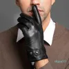 Fashion Automne Hommes Business Glants en cuir en peau de mouton Hiver Finger Finger Tactile Gants noirs Glants de moto Riding175o
