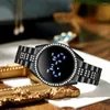 Wristwatches Women Commute Wristwatch Metal Strap Watch Exquisite Women's Led Digital Rhinestone Inlaid Adjustable Wrist Large