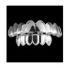 Grillz, Стоматологические грили Хэллоуин Black Sier Gold Iced Out Cz Рот Зубы Grillz Caps Top Bottom Grill Set Мужчины Женщины Вампирские грили Roc Otm6R