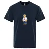 Designer Gentleman Teddy Bear Cartoons Cute Print Summer Male Tops Loose T-Shirt Cotton T-Shirt Hip Hop Tee Clothes T-Shirts