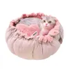 Letto per gatti Tappetino per cani di piccola taglia Simpatico stile principessa Rosa pieghettato in pizzo Forniture per animali Petalo Cat House Coulisse regolabile179V