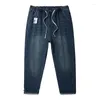 Jeans pour hommes, petit pantalon droit, taille élastique, bleu Harlan, extensible, à la mode, 38-48