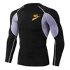 Men Bodybuilding Sport Black T-shirt Quick Dry Running Shirt Long Sleeve Compression Top Gym T Shirt Men Tight Gym Clothes