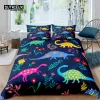 Retter à la maison Living Luxury 3D Cartoon Dinosaur Print 2 / 3pcs Couvre-couverture de couette confortable Ensembles de literie queen et King EU / US / AU Taille des rideaux transparents