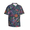 Chemises décontractées pour hommes Chemise de vacances rétro Paisley Hommes imprimé coloré été à manches courtes imprimé vintage chemisiers surdimensionnés idée cadeau