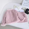 Dzieci 2PCS Tweed Ubrania Girl Fashion Spring Winter Children Suits na 1-10ys Elegancki słodki strój 240301