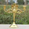 Castiçal de metal dourado, suporte de vela com 5 braços, 27 cm de altura, candelabros para eventos de casamento, bastão de vela 2605