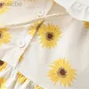 Vestidos da menina 2 peças outono roupas da criança coreano bonito gola de boneca manga longa flores vestido + saco vestidos do bebê 074 ldd240313