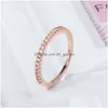 Cluster Rings Elegant Rose Gold Color Clear Zirconia Micro Inlays 1.8Mm Wide Finger Knuckle Sier Engagement For Women Fashion Drop Del Dhzrl