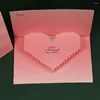 Cadeau cadeau créatif belles cartes de Saint-Valentin faites à la main 3D coeur carte de voeux dégradé couleur carte postale d'amour