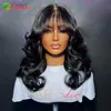 Synthetic Wigs Reddish Brown Color Body Wave With Bangs 13x6 Lace Frontal Wig Remy Hair Wig For Women 4x6 Glueless Wear Go Wig ldd240313