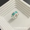 المصمم S925 Sterling Silver Blue Monamel Love Wide Edition Ring للرجال والنساء Tiffay Co Style Small Able