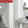 Yüksek kaliteli beyaz yarı ezilmiş şeffaf perdeler oturma odası pencere düz renk uzun tül yatak odası perde voile parti perdeleri 240301