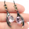 Stud Earrings 50x10mm Neo-Gothic Created Pink Kunzite Blue Topaz Violet Tanzanite Street Fashion Cool Black Gold Silver