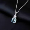 ペンダントネックレスPotiy Cushion Natural Sky Blue Topaz 925 Sterling Silver Pendant Gemstone Statement Women No Chain Cute Valentines Giftl242313