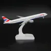 Diecast 18cm 1 400 B777-300モデルBritish Airways Airlines Plastic Base Landing Gears Alloy Aircraft Plane Airliner 240307