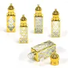 Storage Bottles 12ml Perfume Mini Luxury Essential Oil Roller Ball Sample Vial Gold Square Roll-on Bottle