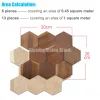 Stickers Walnut Wood Mosaic Tile Wall Sticker for TV Background Art Wall Decoration Modern 3D Wood Hexagon Wooden Panel Wall Panel