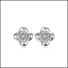 Other High Quality Diamond Lucky Leaf Grass Ear Studs Jewelry Flower Earrings Four-Leaf Clover Ed442 Drop Delivery Otubk