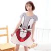 Women's Sleepwear Summer Cartoon Nightdress Ladies Milk Silk Double-sided Printing Cute Nightgown Night Wear