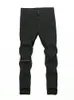 Trous de genou en détresse élastique jean moulant hommes déchiré Biker Denim pantalon solide lavé Streetwear noir pantalons Hombre Joggers240313