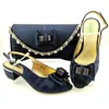 Kleid Schuhe italienisches Design Marineblau Damen und Tasche passend zum afrikanischen Stil passendes Set für Party