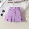 Clothing Sets Toddler Baby Girl Summer Clothes Sleeveless Button Pleated Crop Top Belted Mini Skirt Outfits Set