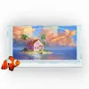 Décorations Autocollant de fond d'aquarium, Anime Island Cloud Dragon 3D HD Impression Papier peint Fish Tank Toile de fond Décor PVC Paysage Affiche