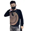 Autumn Winter Men's Knitted Trendy Social Rascal and Handsome Round Neck Bottom Shirt Personalized Big Smiling Face Sweater