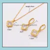 Pendant Necklaces Womens Four Leaf Clover Necklace Inlaid Zircon Stud Earrings Set Bridal Jewelry Drop Delivery Pendants Ottsl