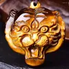 Wisiorki Naturalne tygrysy Kamienne Tygrys Tiger wisiorek z łańcuchem linowym Naszyjnik mężczyźni kobiety Fengshui Charms Buddha Pixiu Dragon Lucky Amulet