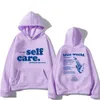 MACC Self Care Blue World Letter Drukuj Bluzy Runki Bluza Y2K Tops Sweter z długim rękawem Swoy Pullovers 240227