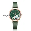 Julius Watch Green Fresh Girl Fashion Watch Flower Design Delicate Gift Watch Clock för GF med presentförpackning JA-1089 9920