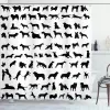 Tende Tenda da doccia 3D, Razze di cani Profili Animali Domestici Pastore Terrier Labrador Animali dei cartoni animati Illustrazione, Tenda da bagno in tessuto di stoffa