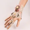 Bracelets de charme Mode gothique dentelle vintage bracelet avec anneau Steampunk fleur longue métal jeu de rôle décoration Halloween Cosplay accessoires