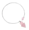 Pendanthalsband fyjs unik silverpläterad metallkedja Ametyst Stone Cone Form Pendulum Rose Pink Quartz Jewelry