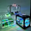 Akvarier Desktop Aquarium Fish Tank med Light Battery Type Small Supplies206N