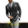 Ternos masculinos jaquetas de veludo duplo breasted blazer para homens negócios formal outerwear roupas 240311