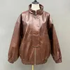 Women's Leather 2024 Lady's Genuine Jacket Oil Wax Cow Coat Women Stand Collar Streetwear TF5281