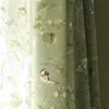 Cortinas do país americano para sala de estar quarto algodão linho verde janela pássaros ramo impresso janela blackout cortinas francesas