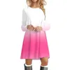 Casual Dresses Gradient Tee Shirt Dress Womens Long Sleeved Autumn 2024 O-neck Midi Loose Office Ladies Clothes