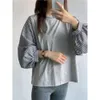 2023 Waidan Lotte Corea del Sud Splicing Autunno Nuova camicia a maniche lunghe Base T-shirt allentata Top Style T-Style