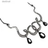 Pendentif Colliers Goth serpents entrelacés goutte d'eau collier en cristal gothique Punk bijoux déclaration fête Grunge pendentif Witcher charme mode cadeau L242313