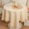Table Cloth Beige Retro Knitted Long Tea Dining Cover Sofa Simple And High-end Birthday Decoration S5R71