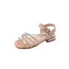 Сандалии, коллекция 2022 года, детская модная пляжная обувь со стразами, летняя обувь на низком каблуке для принцессы для девочек 3, 4, 5, 6, 7, 8, 9, 10, 11, 12 лет, Drop Deli Dhafe