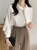 Kvinnors T -skjortor Spring Autumn Women Business Casual Solid Satin Långärmad Bow Vintage Chic Party Blauses Female Clothes Elegant Tops