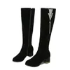 High 81 Autumn Winter Thick Long Heel Boots Women's Black Side Zipper with Veet Warm Tall Thin Kneehigh C34 677 181 1