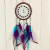 Antik imitation dreamcatcher presentkontroll dröm catcher net med naturliga stenfjädrar vägg hängande dekoration prydnad GA461235o