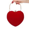 Coração vermelho design feminino embreagem pequenos diamantes dourado veludo sacos de noite festa casamento bolsas bolsa para bolsas femininas 240304